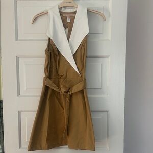 Hutch Tan and White Sleeveless Dress